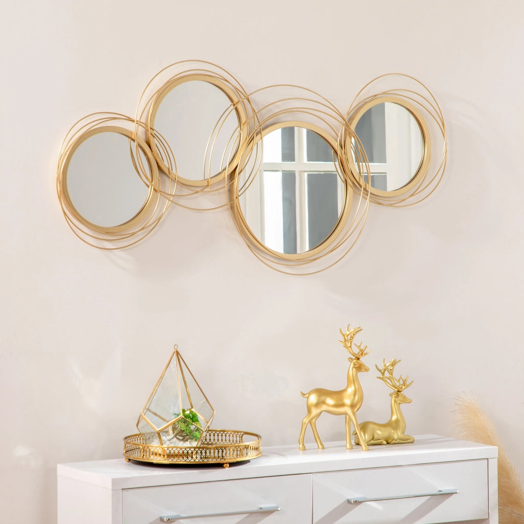 Set Specchi da Parete ¨C Xylo ¨C 4 Specchi Rotondi per Ingresso e Corridoio 107x4x56 cm