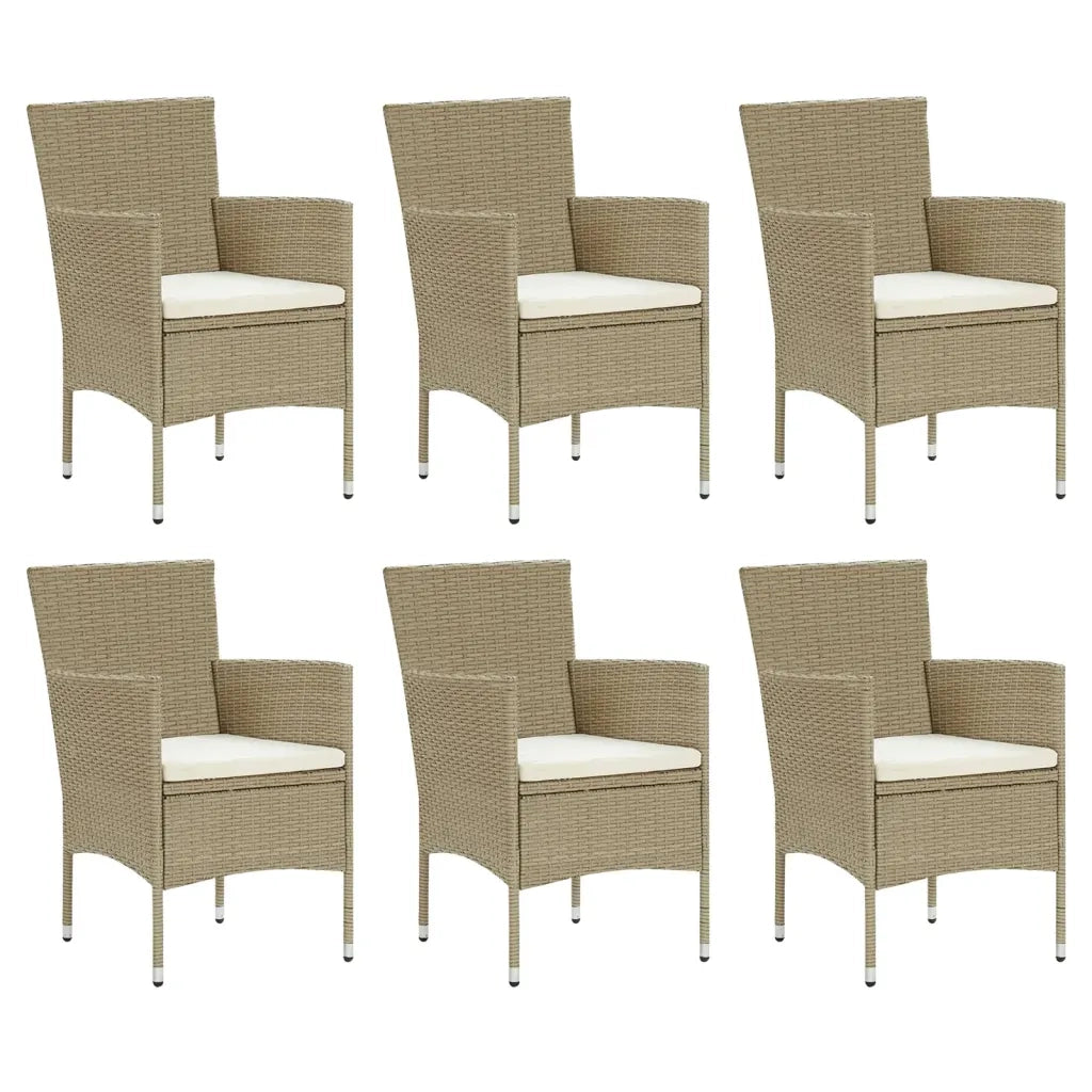 Set da Pranzo da Giardino 7 pz con Cuscini in Polyrattan Beige 3094988
