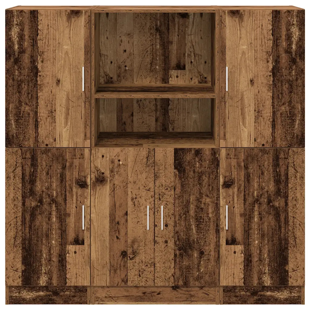 Set di Armadio pensile | Mobili da Cucina 3 pz Legno Antico in Truciolato
