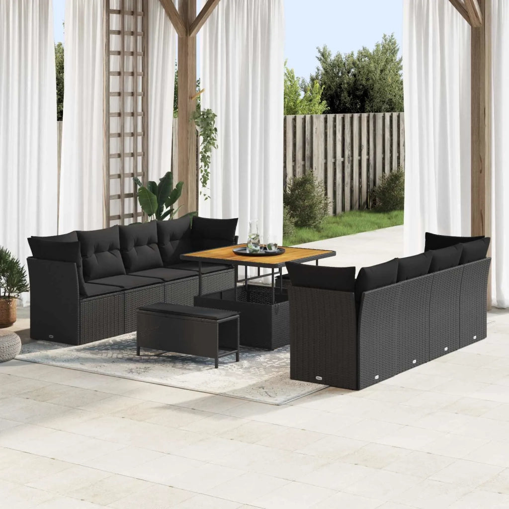 Set Divano da Giardino 11 pcs Nero polyrattan 3361464