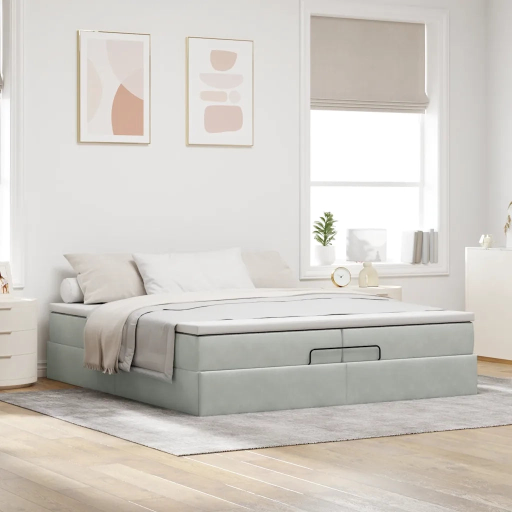 Struttura Letto Pouf con Materassi 200x200 cm Velluto 3311207