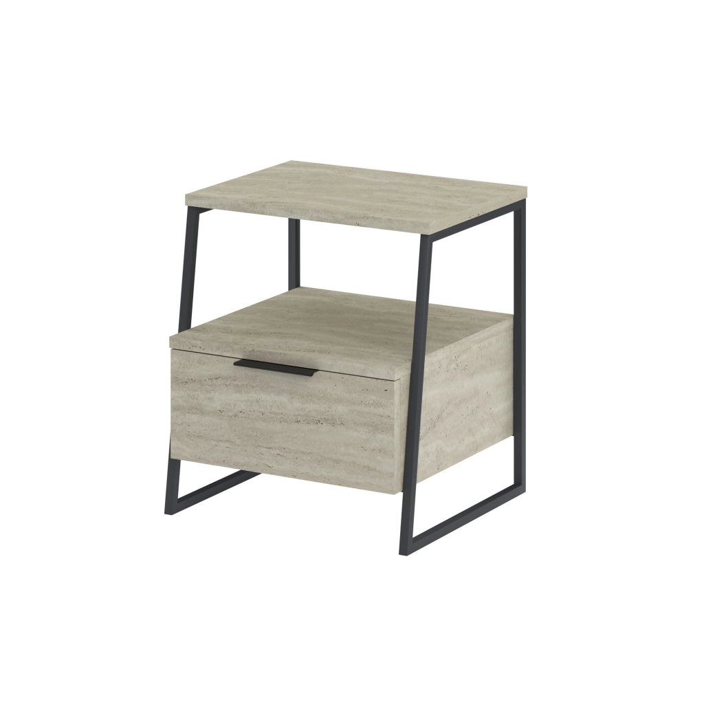 Comodino in legno "Pal" - 45 x 40 x 50 cm - Travertino