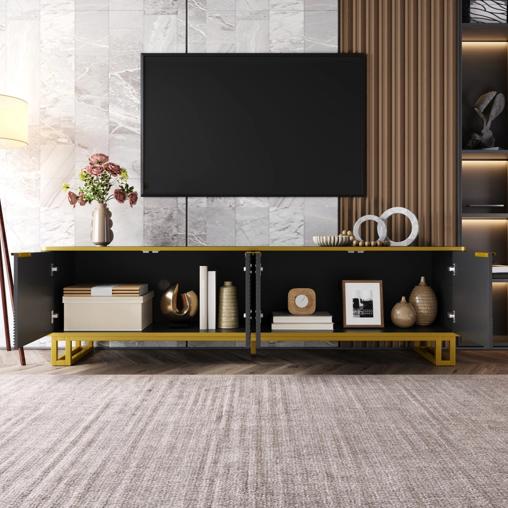 Cassettiera per TV nera in MDF lunghezza 160 cm