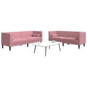 Set Divani Chesterfield 2pz con Cuscini Rosa Velluto 3209294