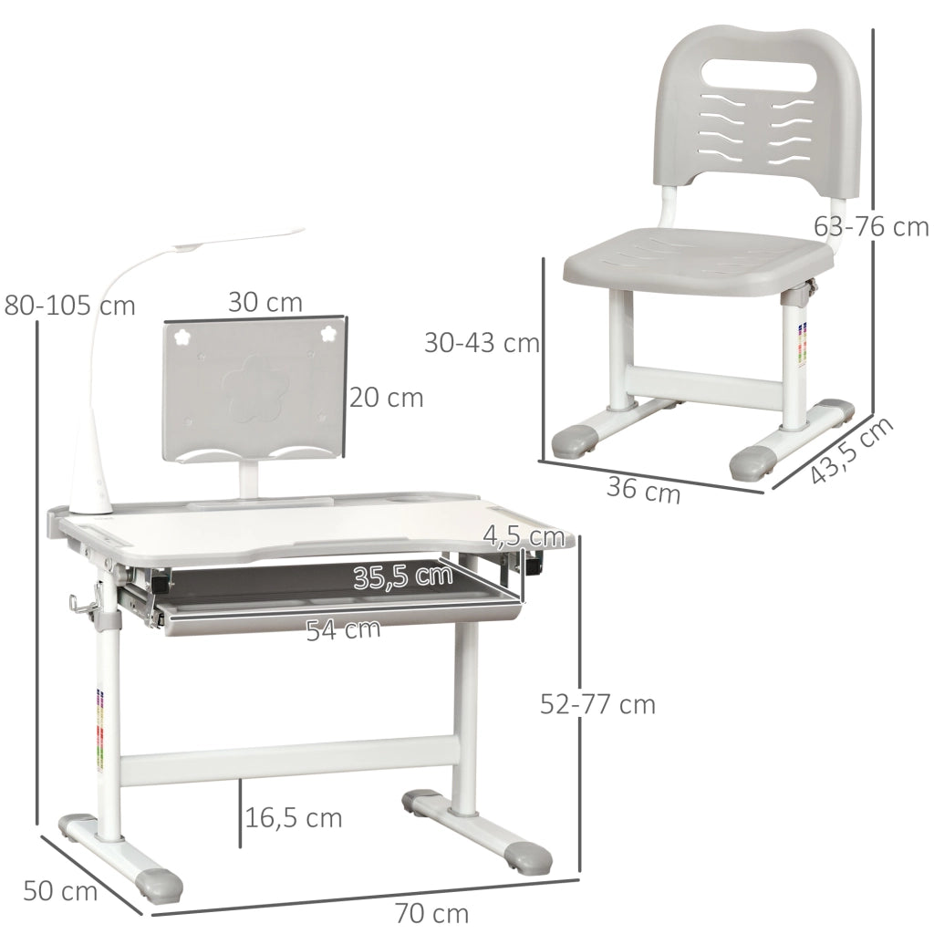 Scrivania per Bambini con Sedia Regolabile ¨C Minimal ¨C Grigio