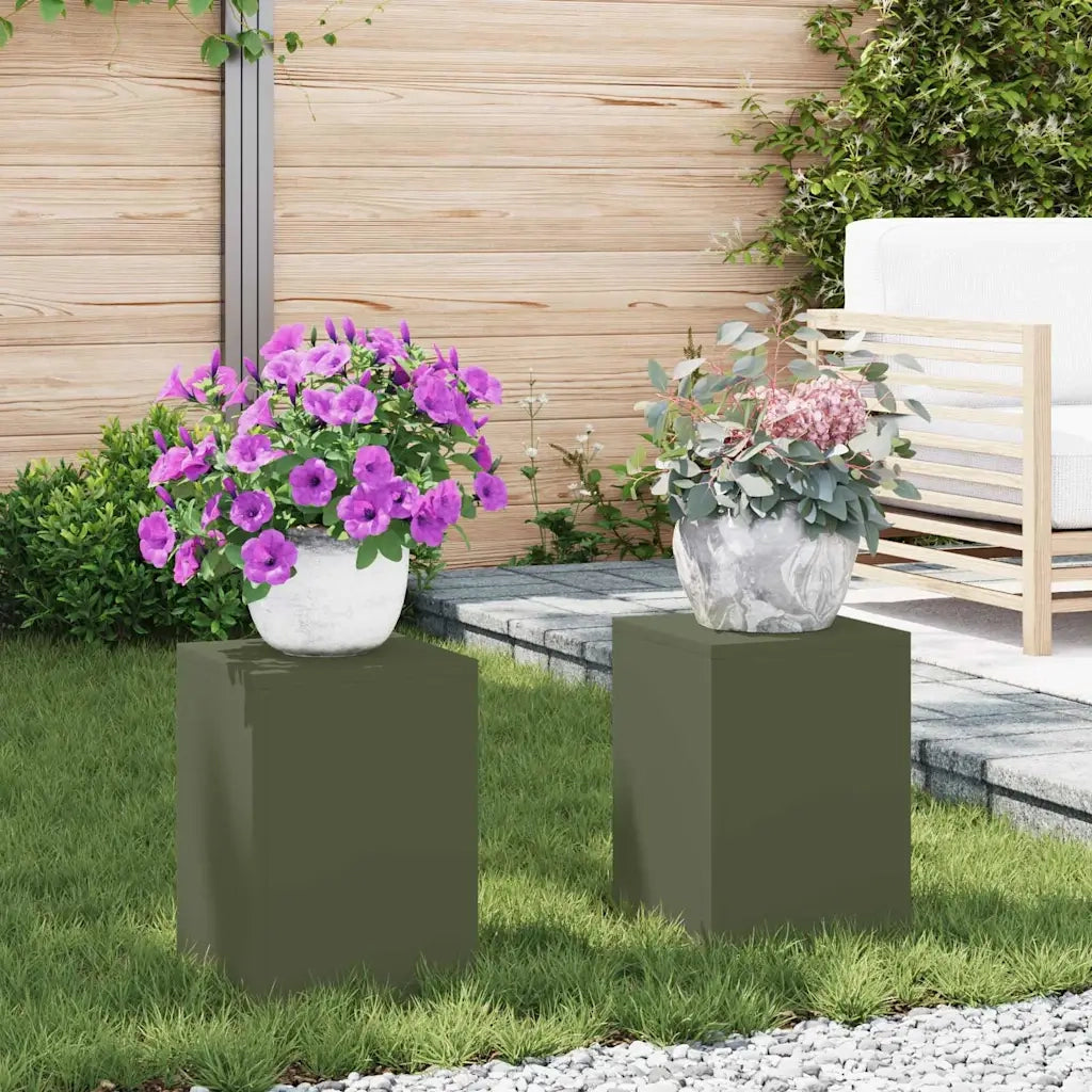 Supporto per piante | Sostegno per piante 2 pz Oliver verde 24 x 24 x 35 cm Acciaio