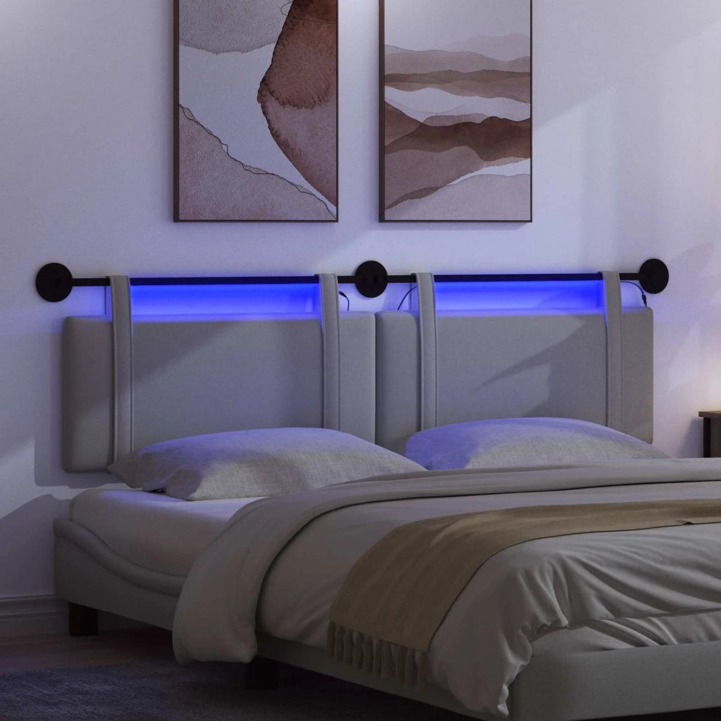Testiera | Testata sospesa Con luce LED Grigio Chiaro Tessuto