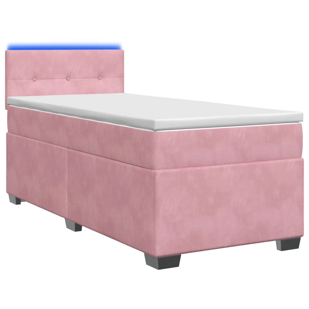 Letto con Box Spring, Materasso e LED Rosa 80 x 200 cm Velluto 3452071