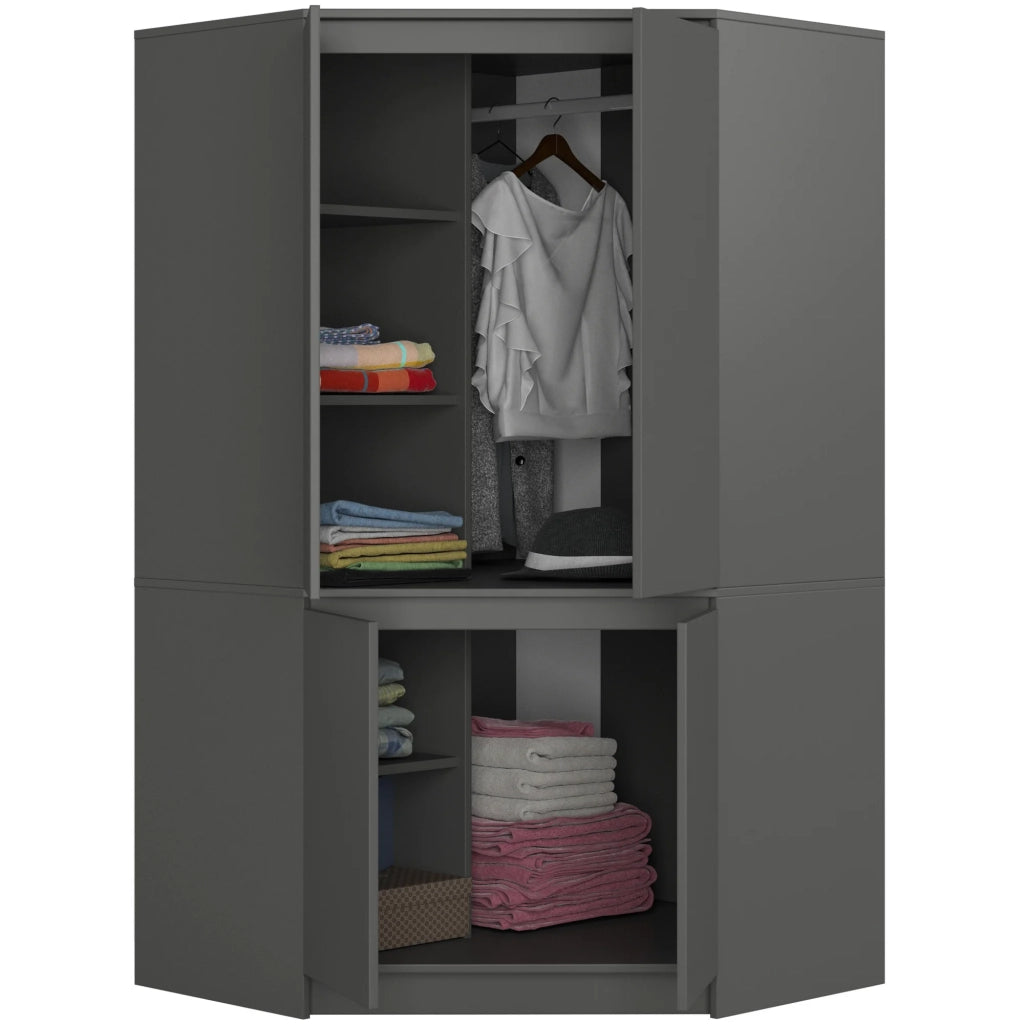 Armadio ad angolo AKORD S100 Grigia Grafite 100 cm 4 ante 100x50x180 cm