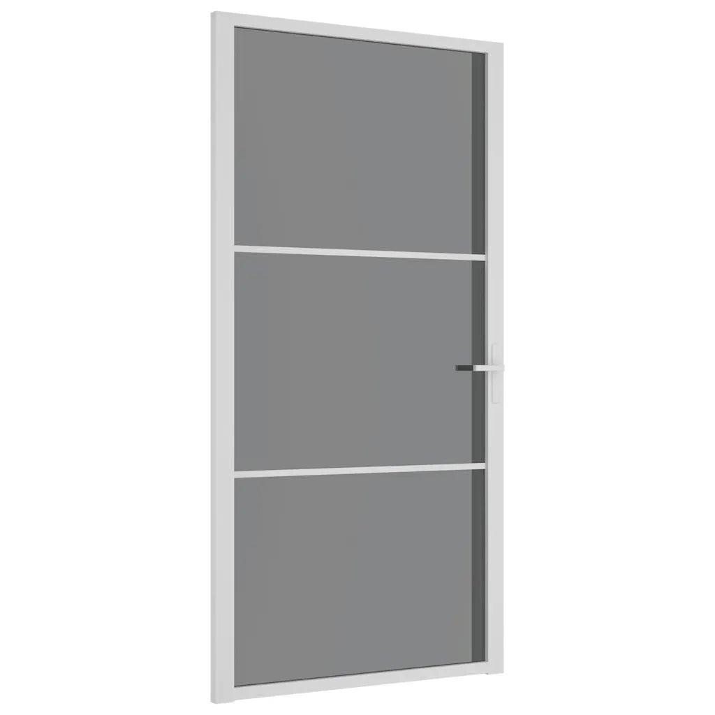 Porta Interna 102,5x201,5 cm Bianca in Vetro ESG e Alluminio 350587
