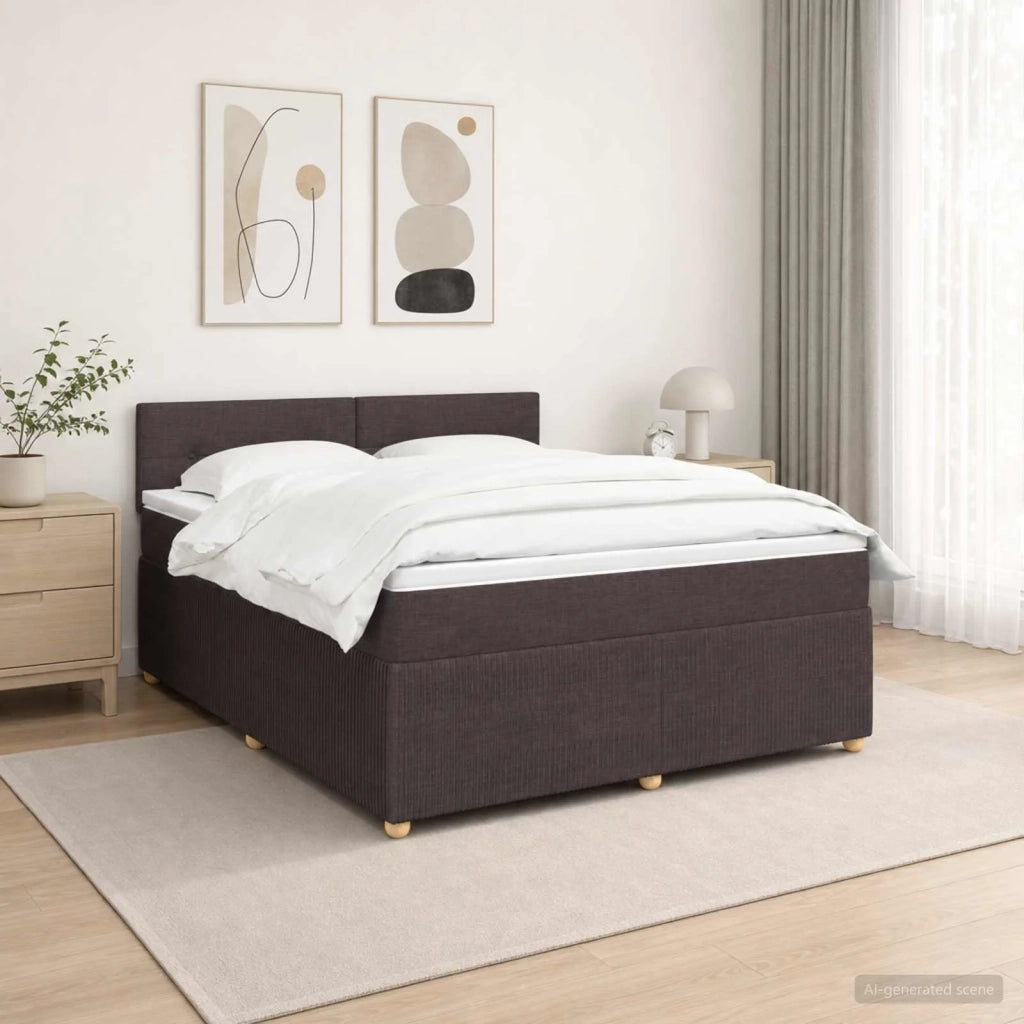 Letto box spring con materasso Marrone Scuro 140 x 200 cm 3452949