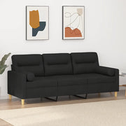 Divano a 3 Posti con Cuscini-Sofa 3 Posti con Cuscini Nero 180 cm in Tessuto 315549