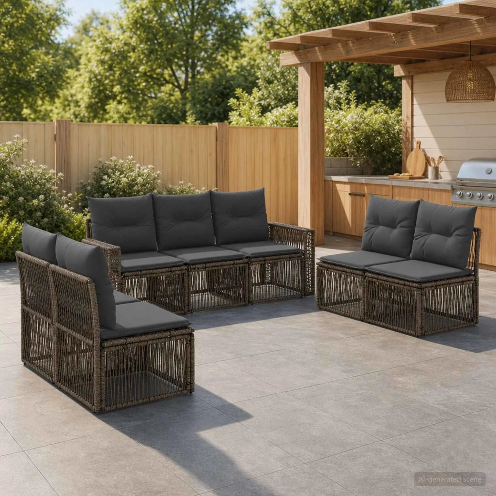 Set Divano da Giardino 7 pz Grigio e Grigio Scuro polyrattan 3435092