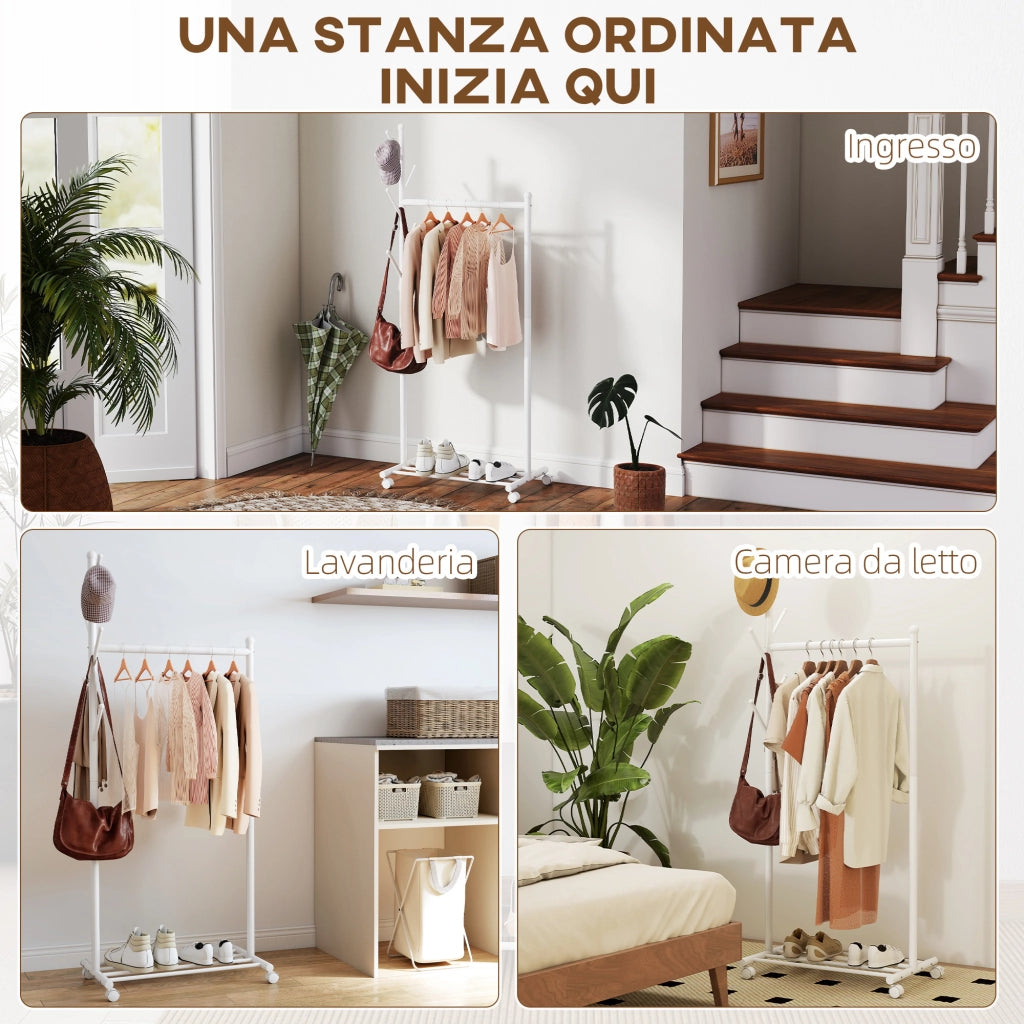 Scarpiera con Appendiabiti e Ripiano ¨C Minimal ¨C Bianco