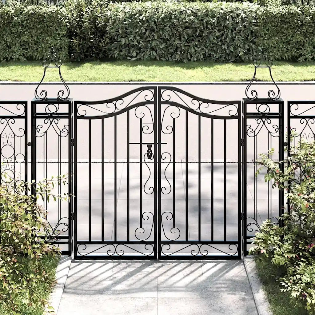 Cancello da Giardino Nero 121x8x100 cm in Ferro Battuto CFW7927119