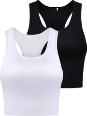 Crop Top Base per Donne - Nero - Materiale Stretch - Comodo e Stilistico