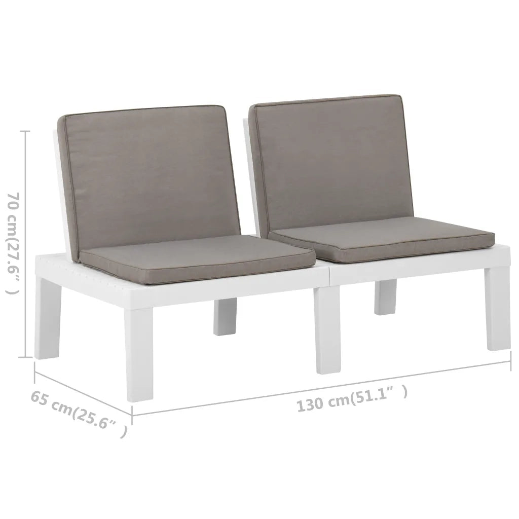 Set Divani da Giardino con Cuscini 2 pz in Plastica Bianco 315852
