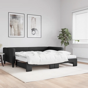 Divano Letto Estraibile con Materassi Nero 100x200 cm Tessuto 3196603