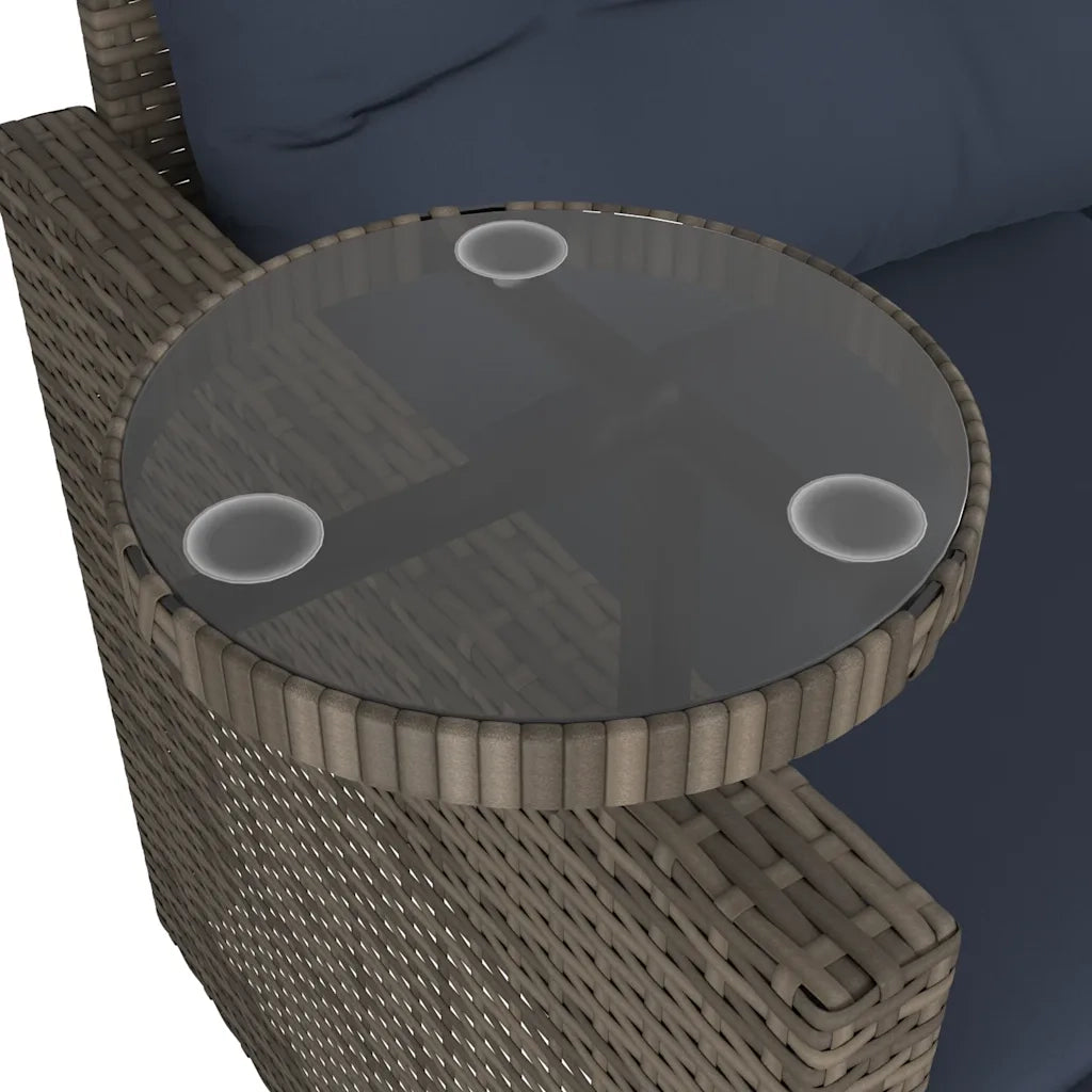 Set Divani da Giardino 3 pz con Cuscini Grigio in Polyrattan 365464