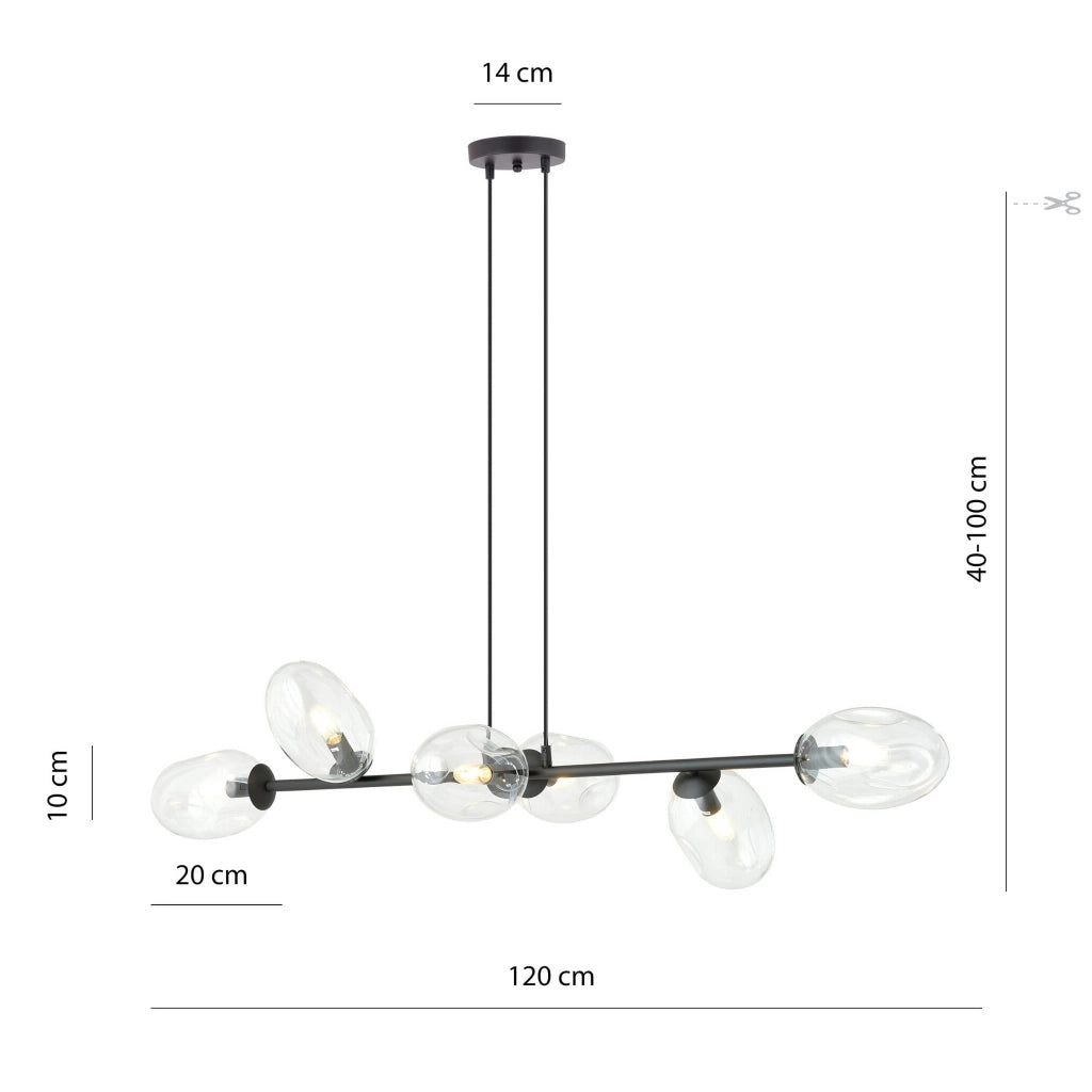 Lampadario Emibig Pandora 6 luci E14 vetro trasparente