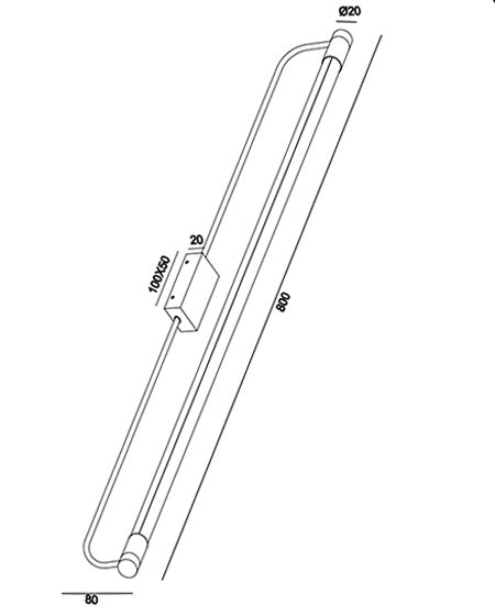 Lampada da Parete Rapallo LED 20W 2240lm 3000K Ottone Satinato, Struttura in Metallo e Metacrilato, IP44, Classe 1, Dimensioni 80x8x5cm