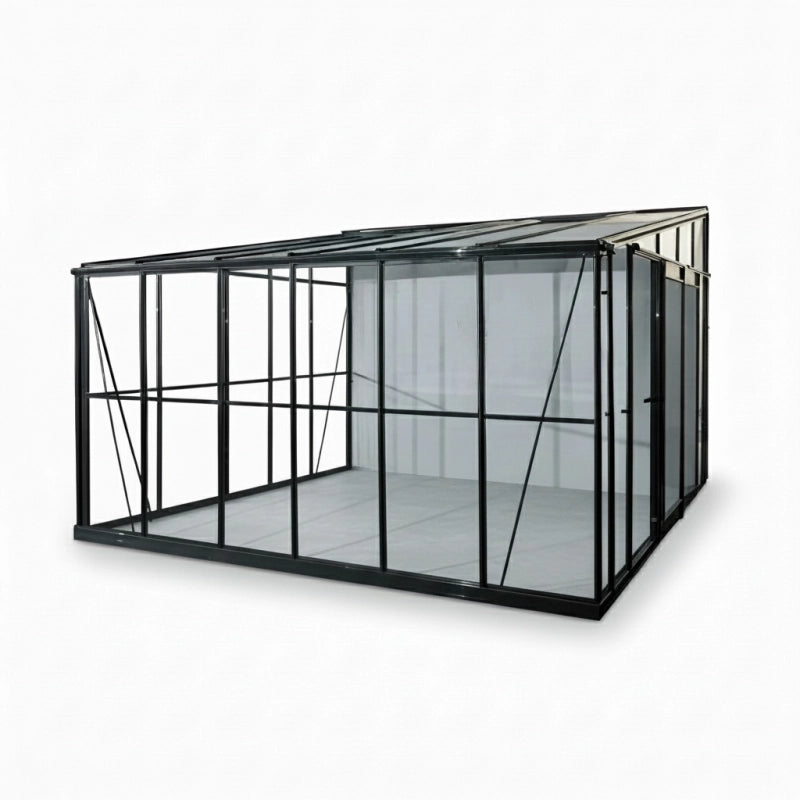 Serre en verre trempÃ© 4 mm Jardin d\'Hiver - 12mÂ² - LaquÃ© gris anthracite