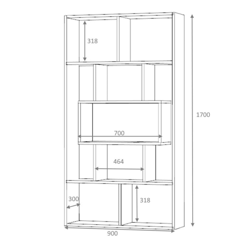 Libreria Face grigio cemento 90x30x170H cm.