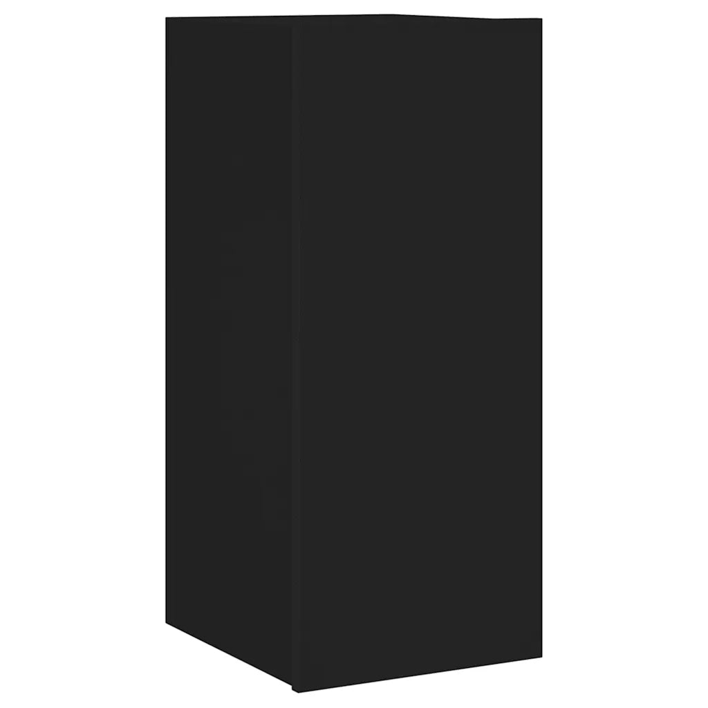 Mobile TV a Parete con Luci LED-Mobile TV a Muro Nero 30,5x35x70 cm