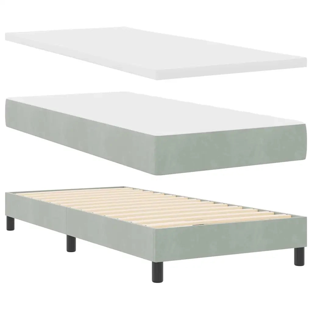 Letto a Sorgente LED con led Grigio chiaro 90 x 200 cm Velluto