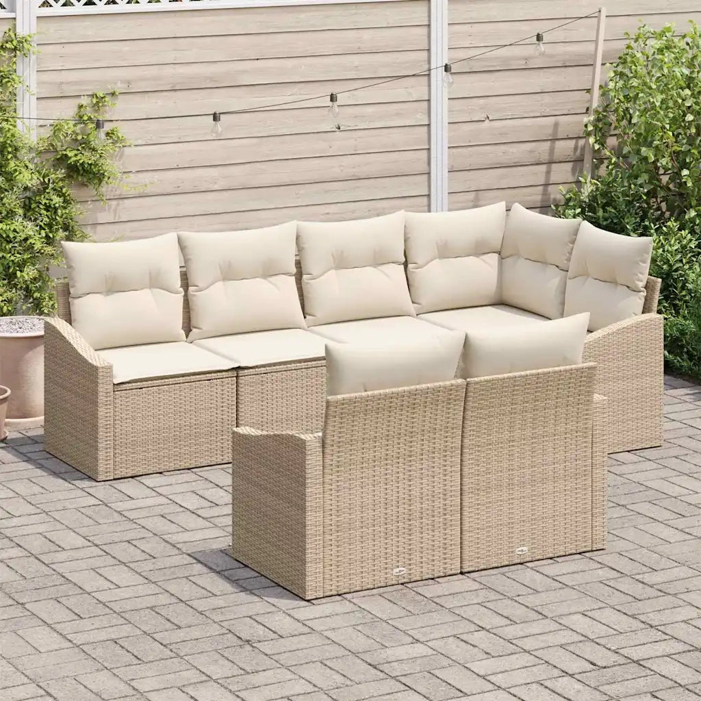 Set di divani con cuscino 7 pcs Beige polyrattan 3346761