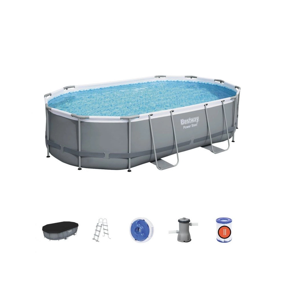 PISCINA STEEL PRO MAX C/TELAIO E POMPA 488X305X107 56448