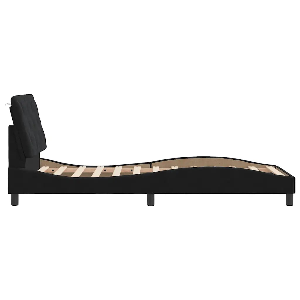 Giroletto senza Materasso Nero 90x200 cm in Velluto