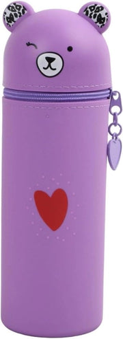 Etui siliconico verticale con design di birra cartoon per studenti scolastici - Blu