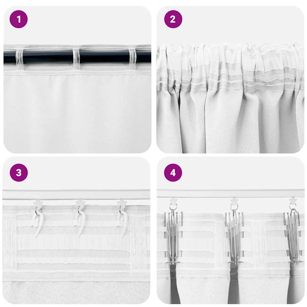 Tende Oscuranti | Tende Blackout con Anelli 2 pz Bianco Puro 245 x 140 cm