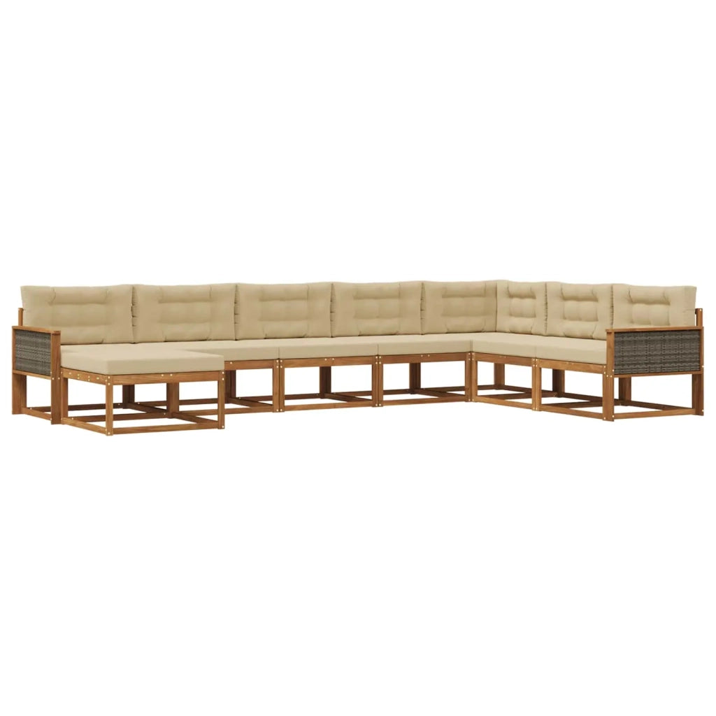 Set di divani da esterno con cuscino 8 pcs Naturale e Beige 3382801