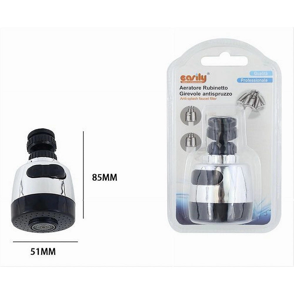 Trade Shop - Aeratore Rompigetto Rubinetto Cucina Girevole Antispruzzo Getti Nero Cromo 87308 -