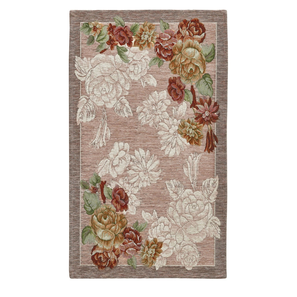 Coppia tappeti floreali BLOOM CIPRIA cm.65x110 disegno moderno con fiori, multiuso lavabile antiscivolo