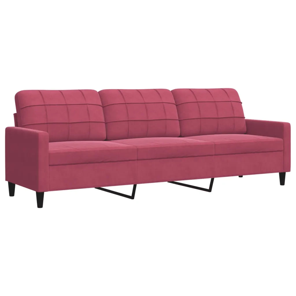 Set di Divani 3 pz con Cuscini e Rinforzi Rosso Vino in Velluto 3278455