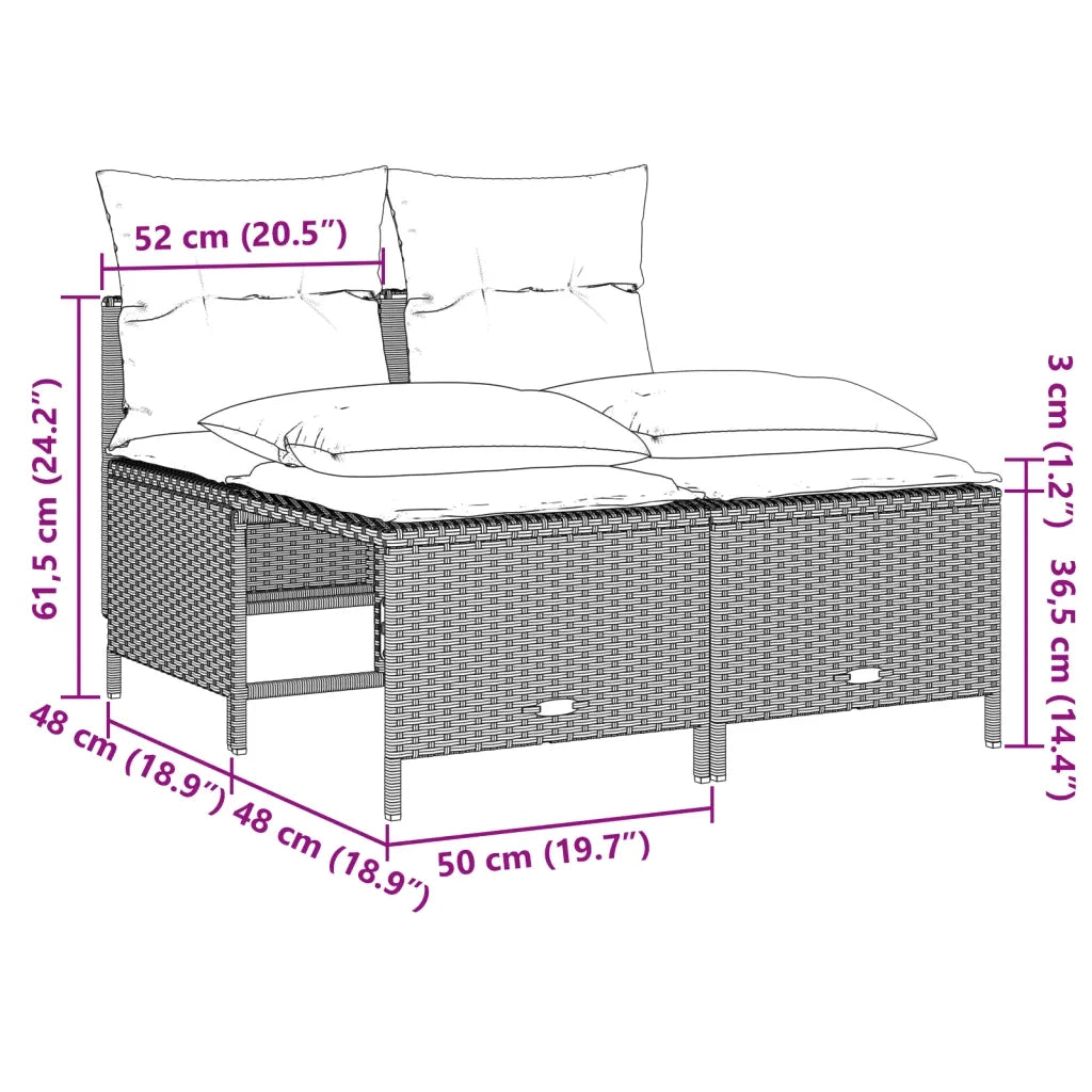 Set Divano da Giardino 5pz con Cuscini Grigio Chiaro Polyrattan 3261526