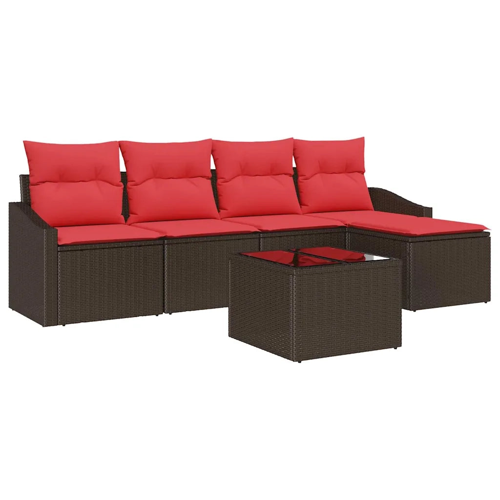 Set di divani 6 pz Marrone polyrattan 3346694