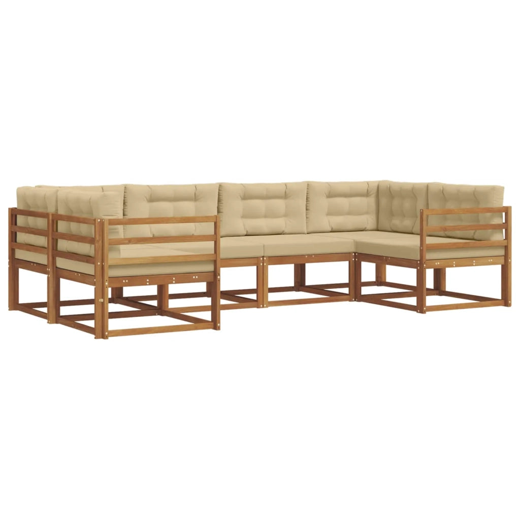 Set di divani da esterno con cuscino 6 pcs Naturale e Beige 3368056