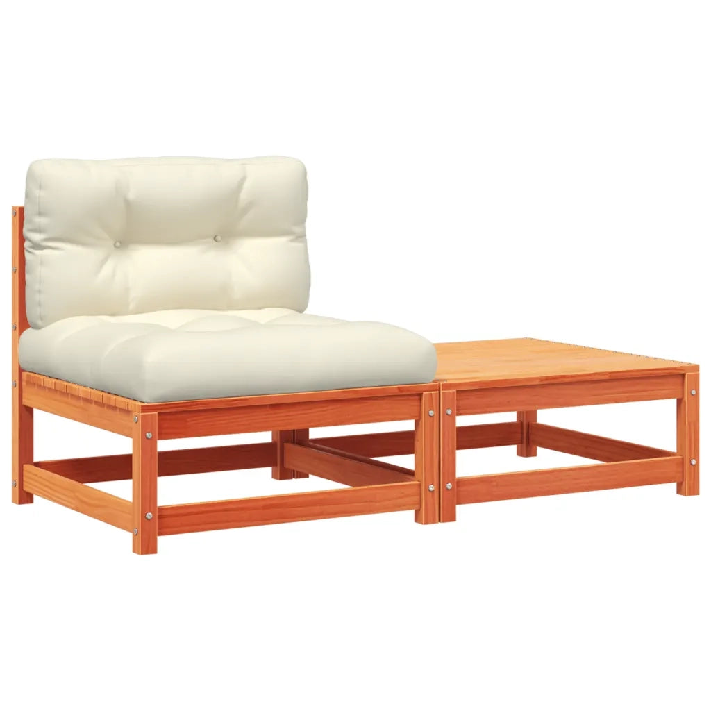 Divano da Giardino Senza Braccioli con Cuscini e Poggiapiedi-Sofa da Giardino-Divano da esterno 192861