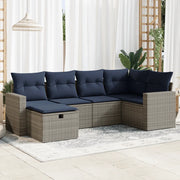 Set Divano da Giardino 6 pz con Cuscini Grigio in Polyrattan 3325387