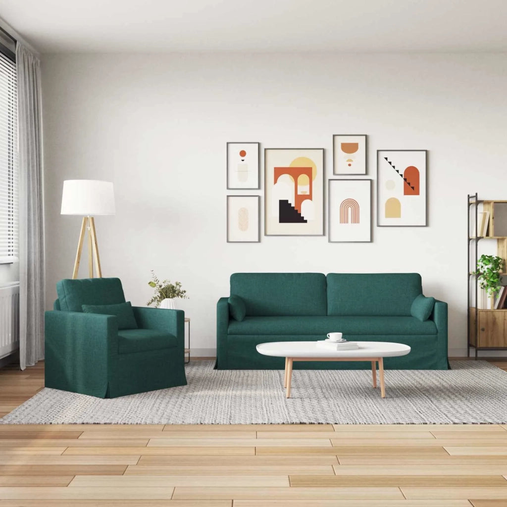 Set di divani 2 pcs Verde Scuro 198 x 78 x 80 cm Tessuto 3407584