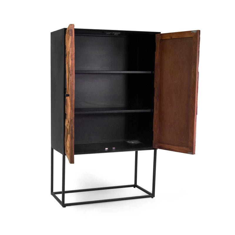 Mobile Legno Jaipur Naturale Top Nero Cm 90x40h150
