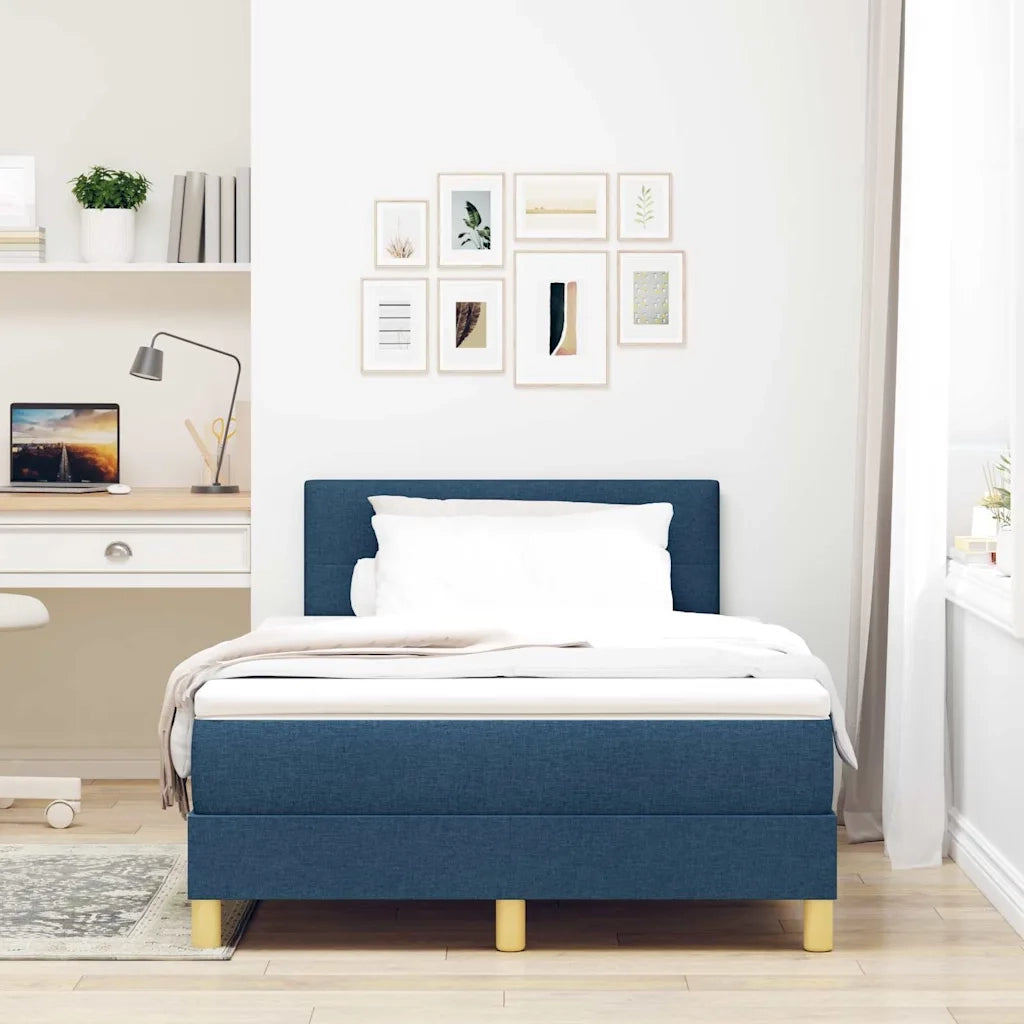 Letto a molle con cuscino con testiera Blu 120 x 190 cm Tessuto 3338908