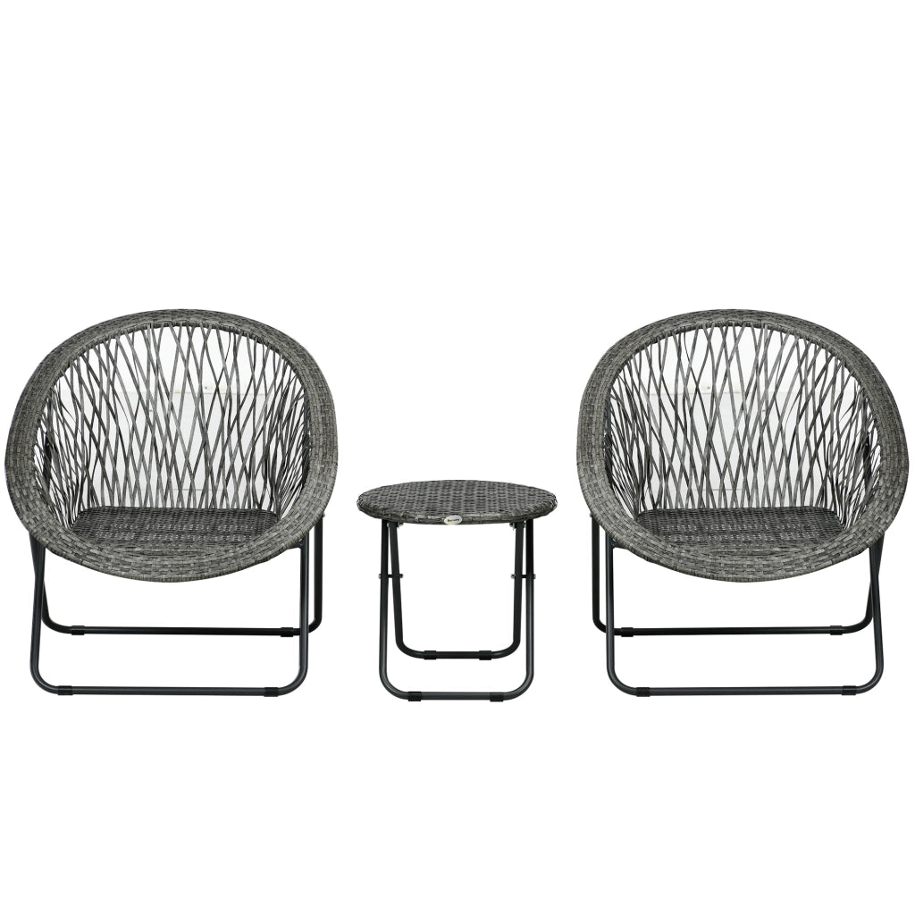 Set di balcone pieghevole da giardino con tavolino da caff¨¨ e 2 sedie grigio acciaio per patio e giardino