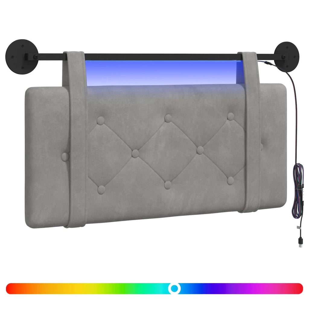 Testiera | Testata sospesa Con luce LED Grigio Chiaro Velluto