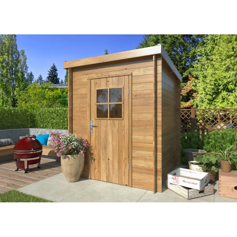 Casetta in legno da giardino 176x176 cm impregnato autoclave 19 mm, porta con plexiglass e serratura, ripostiglio esterno - Esterni da Vivere