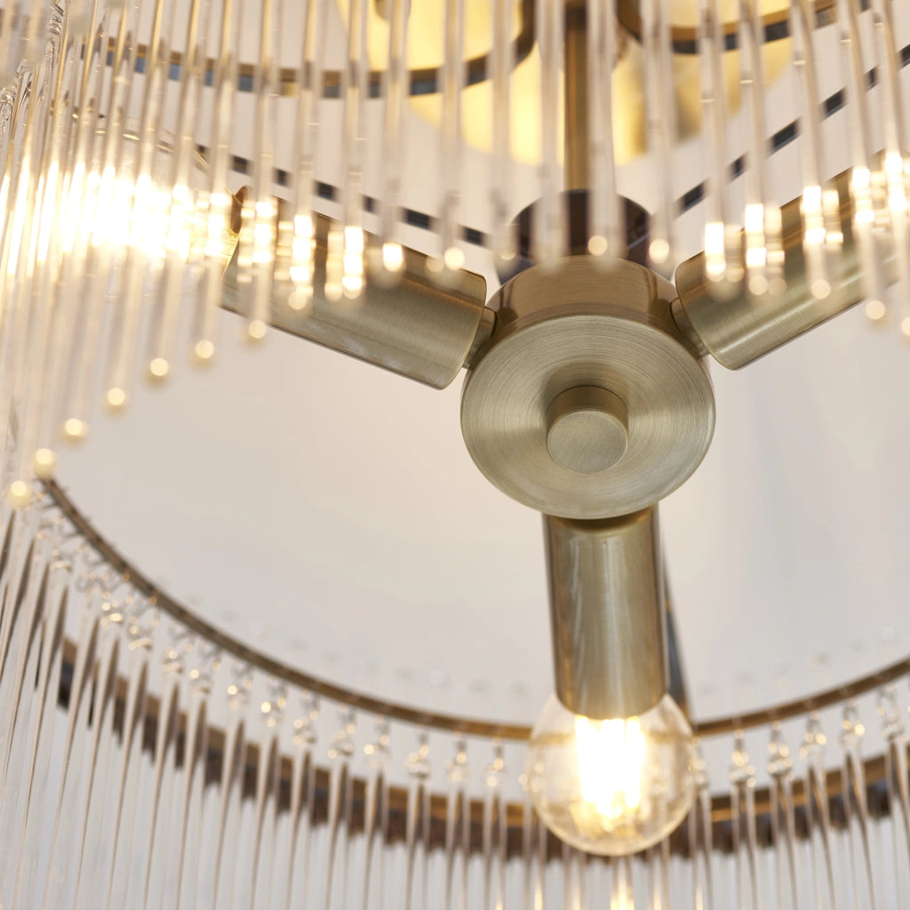 Plafoniera Art Déco rotonda ottone antico 3xE14 Endon